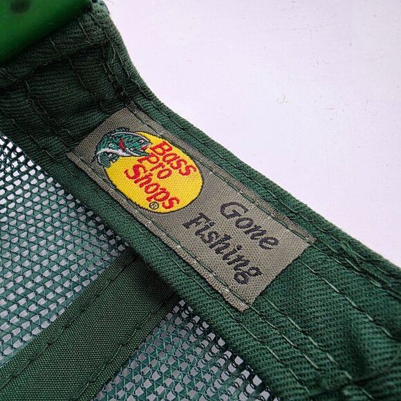 Bass Pro Shops Adjustable Trucker Hat Green Logo Fishing Snapback Mesh Outdoors - Picture 8 of 10